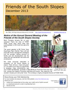 Friends of the South Slopes December 2013 Boulder Trail Okanagan Mtn. Provincial Park