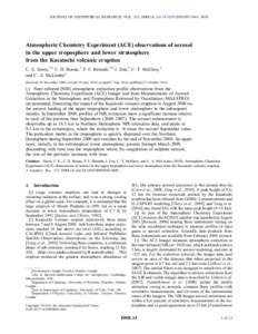 JOURNAL OF GEOPHYSICAL RESEARCH, VOL. 115, D00L14, doi:[removed]2009JD013469, 2010  Atmospheric Chemistry Experiment (ACE) observations of aerosol in the upper troposphere and lower stratosphere from the Kasatochi volcani