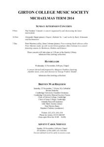 Girton College /  Cambridge / Britten Sinfonia / Benjamin Britten / Cambridge University Musical Society / Stephen Cleobury / University of Cambridge / British people / Music / United Kingdom