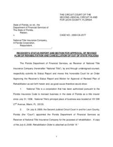 THE CIRCUIT COURT OF THE SECOND JUDICIAL CIRCUIT IN AND FOR LEON COUNTY, FLORIDA State of Florida, ex rel., the Department of Financial Services of The State of Florida,