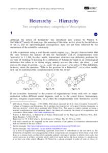 authors: eberhard von goldammer, joachim paul, and joe newbury august-2003 Heterarchy – Hierarchy Two complementary categories of description