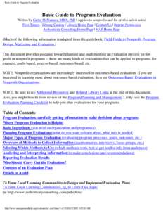 Science / Impact assessment / Program evaluation / Michael Quinn Patton / Needs assessment / Marketing plan / Empowerment evaluation / Logic model / Evaluation / Evaluation methods / Sociology