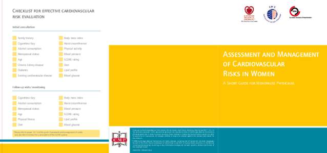 Checklist for effective cardiovascular risk evaluation ESC Task Force on Gender Initial consultation