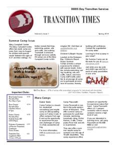 DDDS Day Transition Services  TRANSITION TIMES Volume 2, Issue 1  Spring, 2014