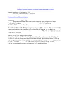 Southern Campaign American Revolution Pension Statements & Rosters Bounty-Land Claim of David Harris VAS3 Transcribed and annotated by C. Leon Harris From records in the Library of Virginia: Gentlemen, May[removed]