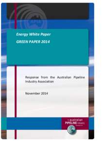 Energy White Paper GREEN PAPER 2014 Response from the Australian Pipeline Industry Association November 2014