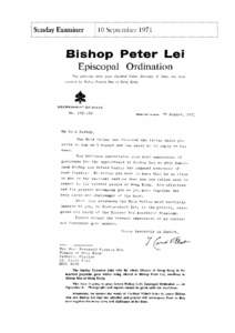 Sunday Examiner  10 September 1971 Bishop Peter Lei Episcopal Ordination