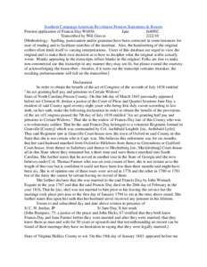 Southern Campaign American Revolution Pension Statements & Rosters Pension application of Francis Day W6956 Jane fn40NC Transcribed by Will Graves[removed]