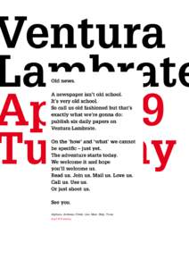 Ventura Lambrate April 9 Tuesday Old news.