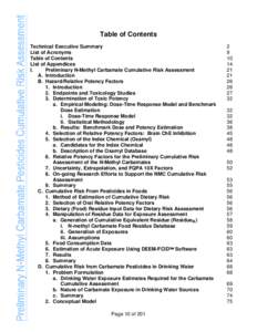 Estimation of Cumulative Risk from N-Methyl Carbamate Pesticides: Preliminary Assessment