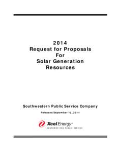 2014 Request for Proposals For Solar Generation Resources