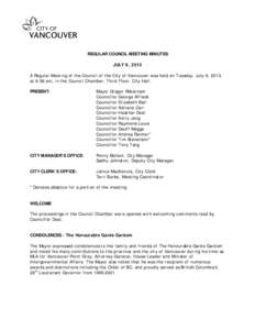 Minutes - Regular Council: 2013 Jul 9