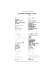 Crittenden Directory of Real Estate Financing  Alphabetical Listing of Lenders -B-  -1-