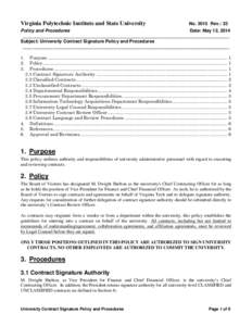 Government procurement in the United States / Virginia Polytechnic Institute and State University / Contract / Charles W. Steger / Academi / Security / Politics of the United States / Contract law / United States administrative law / Legal documents