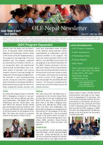We hope you enjoy this edition of Open Learning Exchange (OLE) Nepal Newsletter, a bi-monthly email newsletter from OLE Nepal. It provides current news and information about the organization and its activities and will k