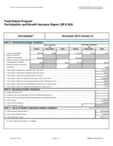 DFA 256 – Food Stamp Program Participation and Benefit Issuance Report, Nov10.