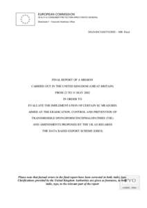 Medicine / Bovine spongiform encephalopathy / Specified risk material / Agriculture in the United Kingdom / Scrapie / Transmissible spongiform encephalopathies / Health / Food and drink