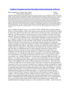 Southern Campaign American Revolution Pension Statements & Rosters Pension application of Tandy Key S18069 Transcribed by Will Graves f62VA[removed]