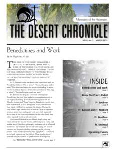 Monastery of the Ascension  THE DESERT CHRONICLE XXXII, No. 1  MARCH 2013