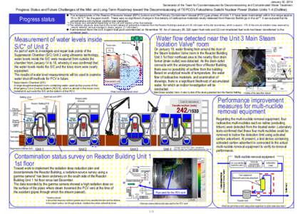 January 30, 2014 Secretariat of the Team for Countermeasures for Decommissioning and Contaminated Water Treatment Progress Status and Future Challenges of the Mid- and Long-Term Roadmap toward the Decommissioning of TEPC