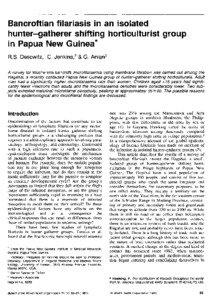 Bancroftian filariasis in an isolated hunter-gatherer shifting horticulturist group in Papua New Guinea*