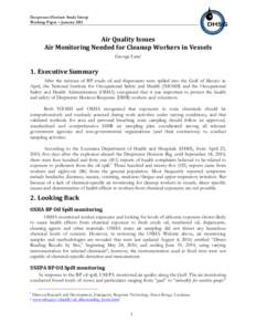 Deepwater Horizon Study Group Working Paper – January 2011 Air Quality Issues Air Monitoring Needed for Cleanup Workers in Vessels George Lanei