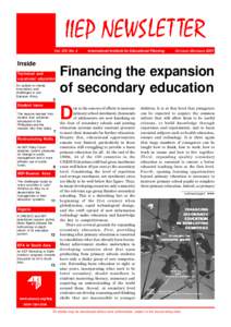 Vol. XIX, No. 4  Inside Technical and vocational education An update on trends,