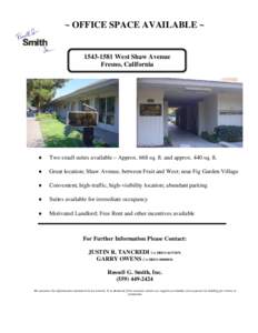 ~ OFFICE SPACE AVAILABLE ~  West Shaw Avenue Fresno, California  ♦