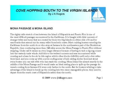 COVE HOPPING SOUTH TO THE VIRGIN ISLANDS  TM By J A Rogers