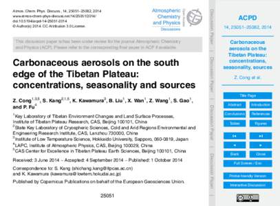 This discussion paper is/has been under review for the journal Atmospheric Chemistry and Physics (ACP). Please refer to the corresponding final paper in ACP if available. Discussion Paper  Atmos. Chem. Phys. Discuss., 14