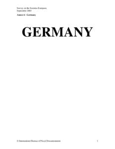 Survey on the Societas Europaea September 2003 Annex 6 - Germany GERMANY