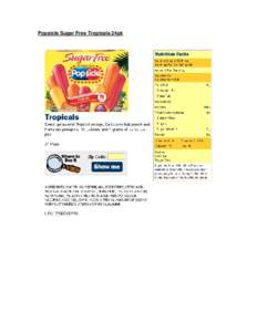 Popsicle Sugar Free Tropicals 24pk  Popsicle Sugar Free LifeSavers Creamsicle No Sugar Added