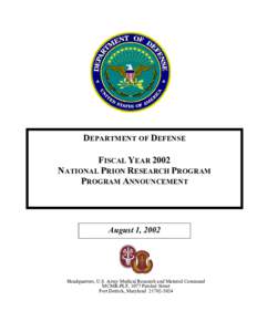 FY02 National Prion Research Program Program Announcement