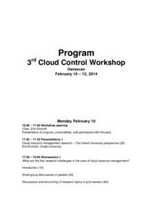 rd  Program 3 Cloud Control Workshop Hemavan