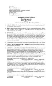 Comp Time Treasurer’s Report Additional Appropriations Business Personal Property Assessment Ordinance Appeals funding for taxing units Feasibility Study