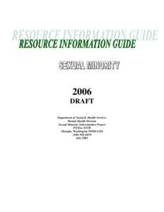 2006 DRAFT Department of Social & Health Services Mental Health Division Sexual Minority Subcommittee Project PO Box 45320