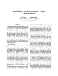 Towards Practical Avoidance of Information Leakage in Enterprise Networks Jason Croft Matthew Caesar University of Illinois at Urbana-Champaign {croft1, caesar}@illinois.edu