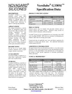 NOVAGARD® SILICONES DESCRIPTION Versilube® G330M Specification Data