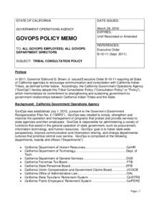 STATE OF CALIFORNIA  DATE ISSUED: GOVERNMENT OPERATIONS AGENCY