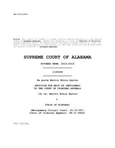 REL:Notice: This opinion is subject to formal revision before publication in the advance sheets of Southern Reporter. Readers are requested to notify the Reporter of Decisions, Alabama Appellate Courts, 300 D