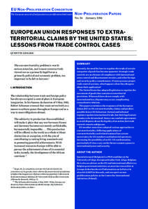 EU N on -P roliferation C onsortium The European network of independent non-proliferation think tanks N on -P roliferation Papers  No. 36 January 2014