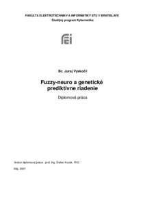 FAKULTA ELEKTROTECHNIKY A INFORMATIKY STU V BRATISLAVE Študijný program Kybernetika Bc. Juraj Vysko il  Fuzzy-neuro a genetické