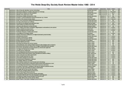 The Webb Deep-Sky Society Book Review Master Index[removed]SORT REF[removed]