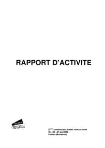 RAPPORT D’ACTIVITE  37EME CONGRES DES JEUNES AGRICULTEURS 19 – 20 – 21 MAI 2003 VANNES (MORBIHAN)