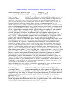 Southern Campaigns American Revolution Pension Statements and Rosters Pension Application of Moses Cox R2407 Martha Cox NC Transcribed and annotated by C. Leon Harris. Revised 30 Dec[removed]State of Georgia