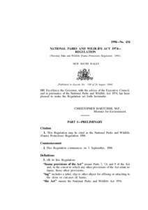 1994—No. 434 NATIONAL PARKS AND WILDLIFE ACT 1974— REGULATION (National Parks and Wildlife (Fauna Protection) Regulation[removed]NEW SOUTH WALES