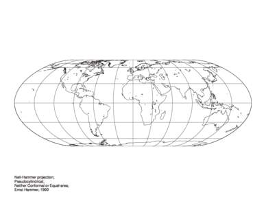 Nell-Hammer projection; Pseudocylindrical; Neither Conformal or Equal-area; Ernst Hammer; 1900  