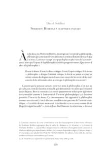 David Soldini Norberto Bobbio, un sceptique inquiet À  la fin de sa vie, Norberto Bobbio, interrogé sur l’avenir de la philosophie,