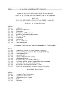 IHDA  47 ILLINOIS ADMINISTRATIVE CODE 355 TITLE 47: HOUSING AND COMMUNITY DEVELOPMENT CHAPTER II: ILLINOIS HOUSING DEVELOPMENT AUTHORITY PART 355