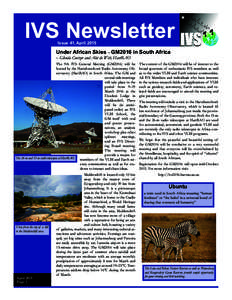 IVS Newsletter Issue 41, April 2015 Under African Skies – GM2016 in South Africa – Glenda Coetzer and Alet de Witt, HartRAO